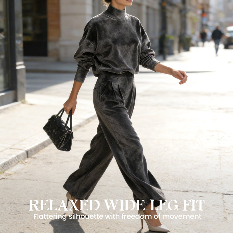 Women's leisure set: warm top & wide trousers, 2 pieces
