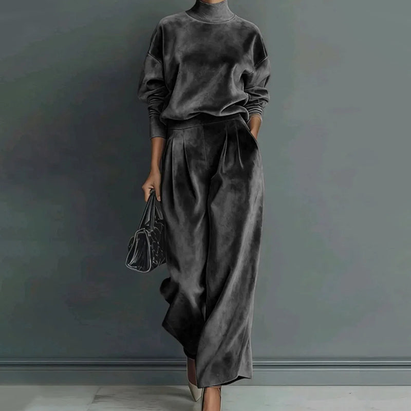 Women's leisure set: warm top & wide trousers, 2 pieces
