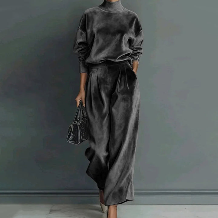Women's leisure set: warm top & wide trousers, 2 pieces