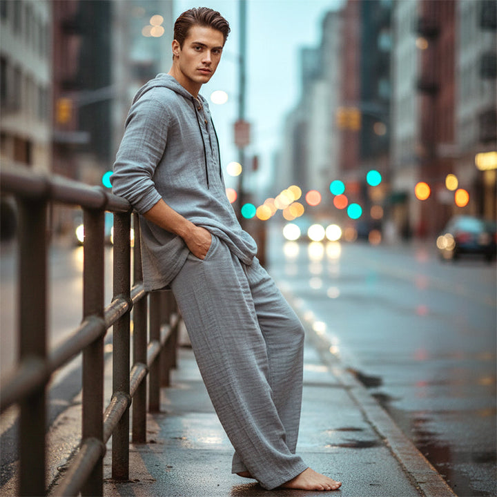 Men's Hooded Casual Loose Top & Trousers 2-Piece Set
