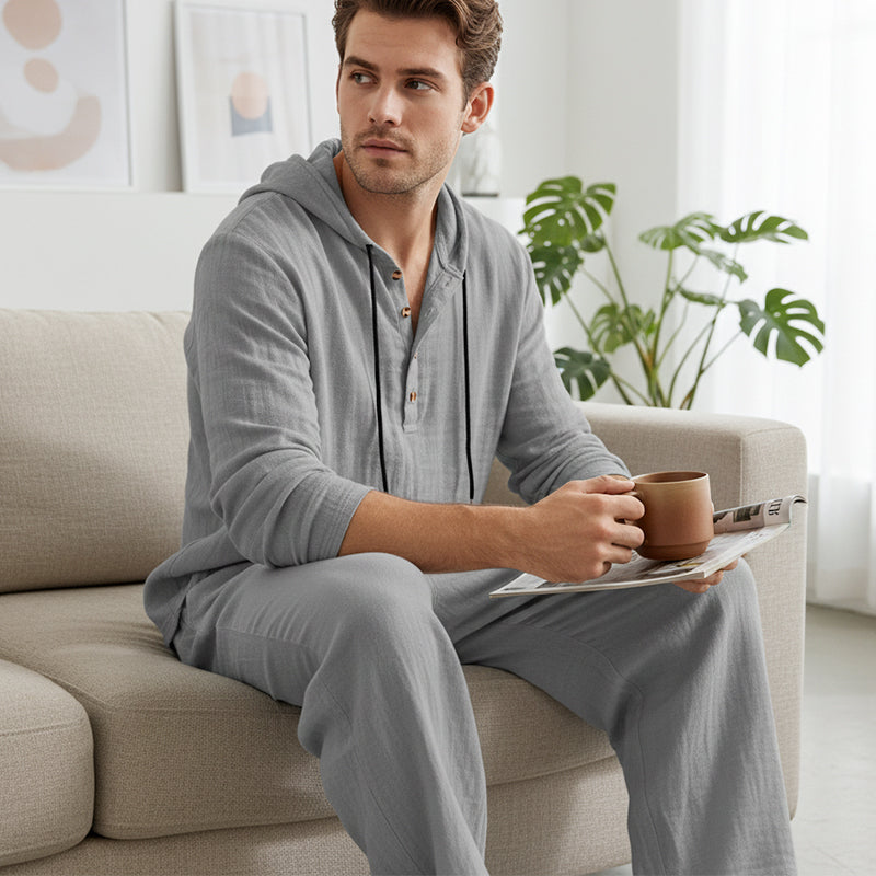 Men's Hooded Casual Loose Top & Trousers 2-Piece Set