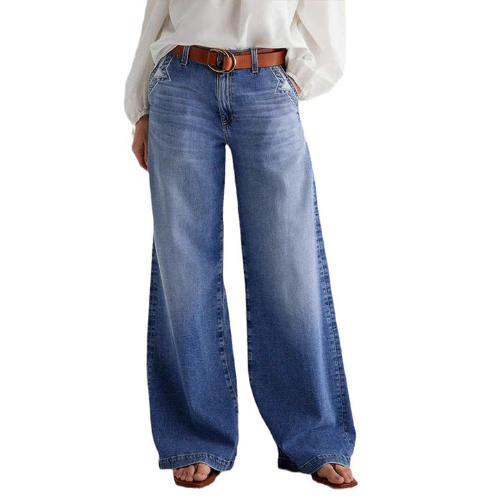Women's vintage high-waisted wide-leg jeans