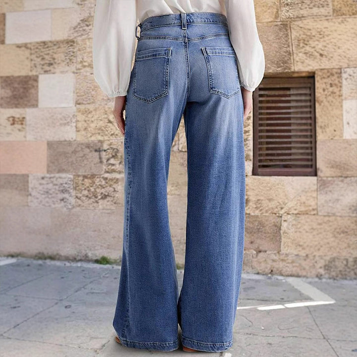 Women's vintage high-waisted wide-leg jeans